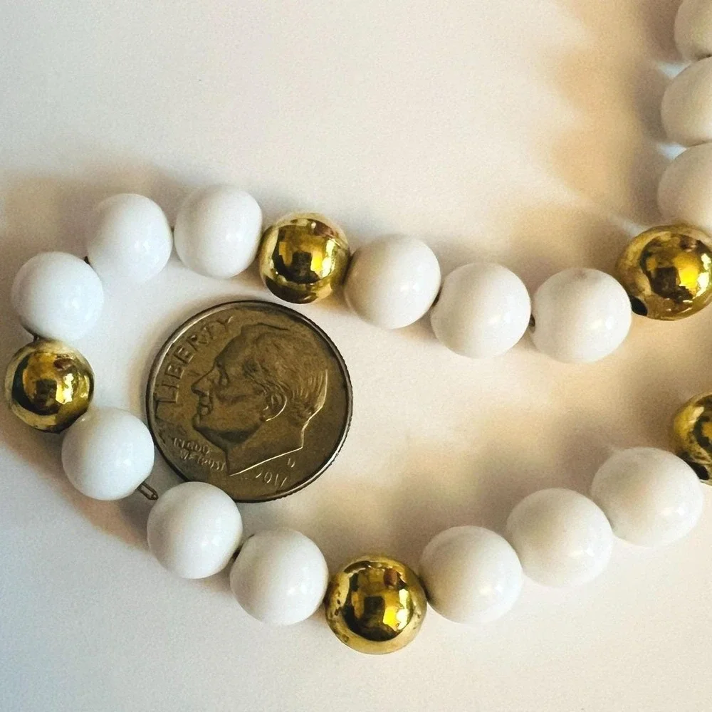 Vintage Napier Beaded Necklace White Gold Toned Chain Spring Clasp 32